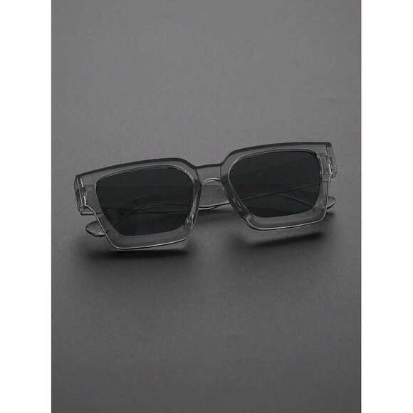 Men\'s Square Plastic Frame Classic Gray Glasses, , Da main image 4